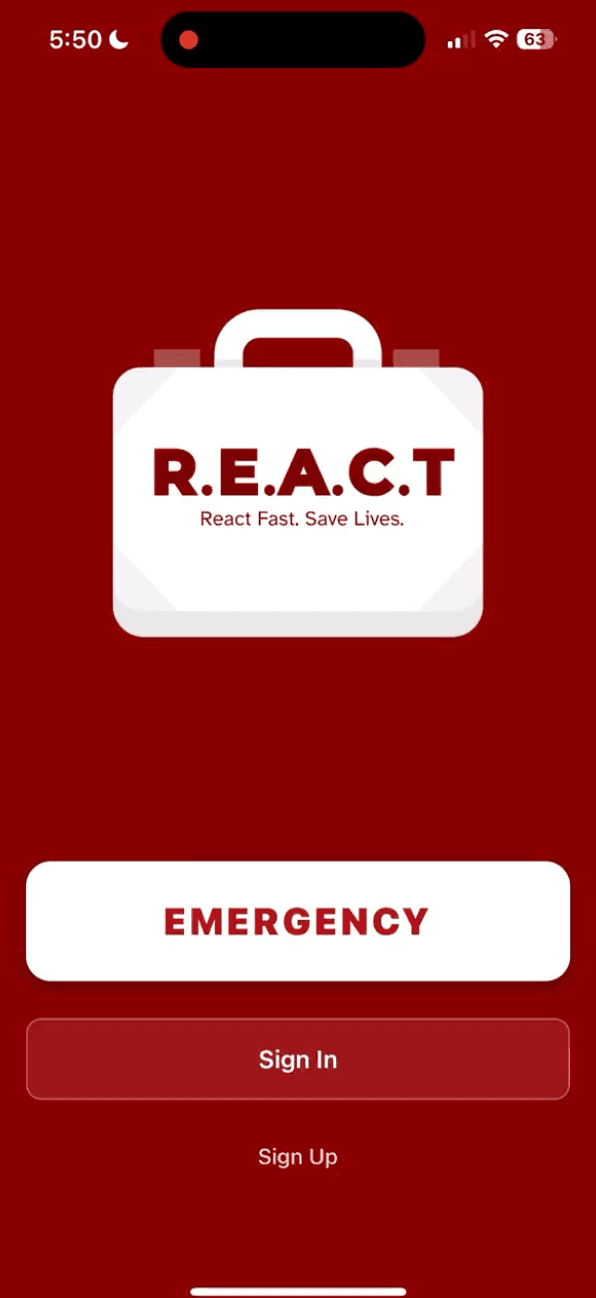 Screenshot of React