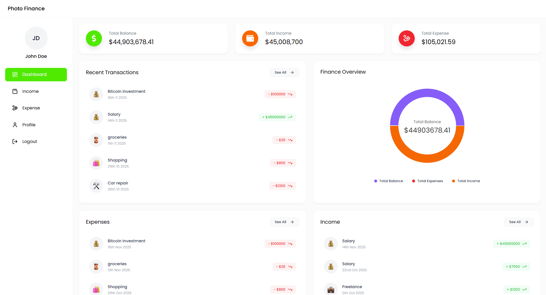 Screenshot of Photo Finance