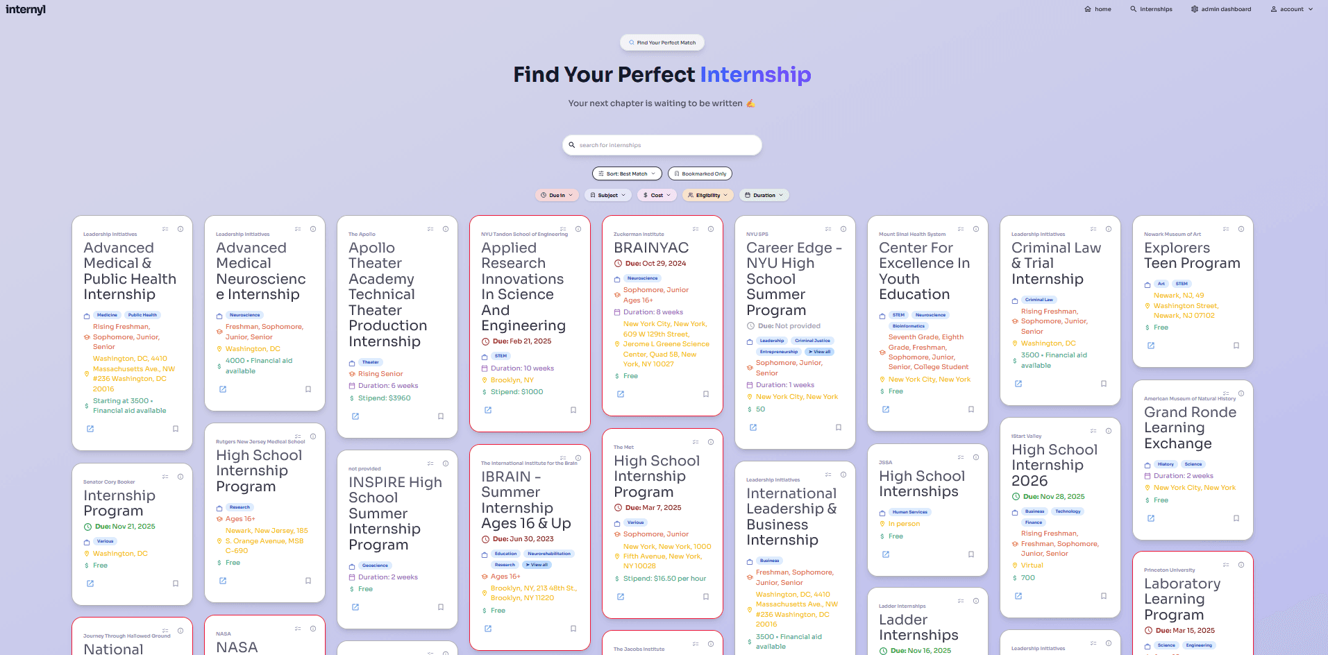 Screenshot of Internyl Dev