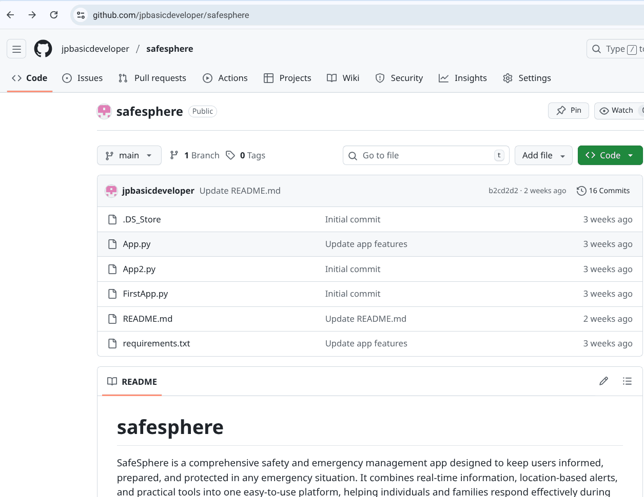 Screenshot of Safesphere