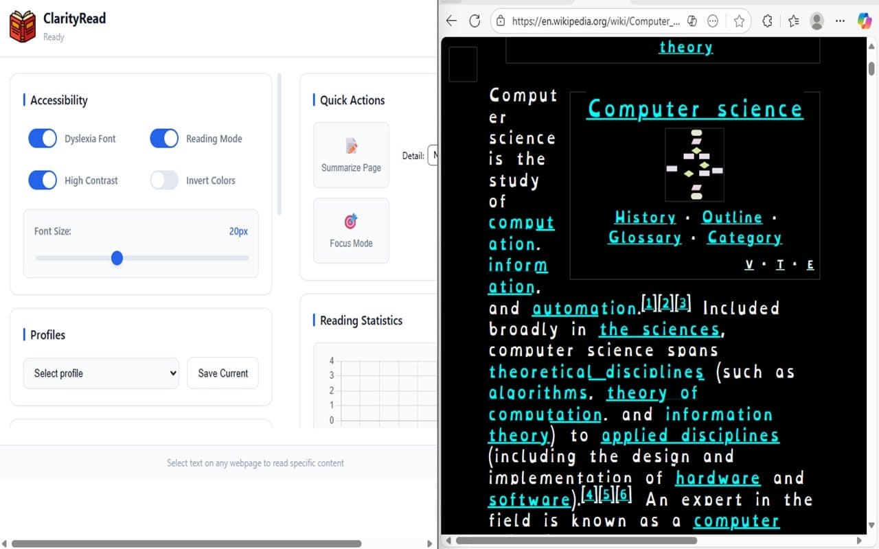 Screenshot of Clarityread