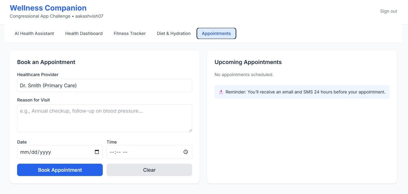 Screenshot of Healthcare Chatbot