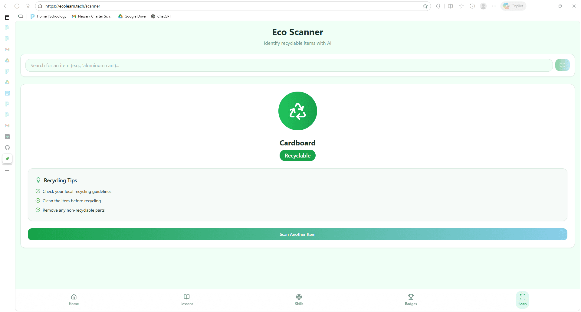 Screenshot of Ecolearn
