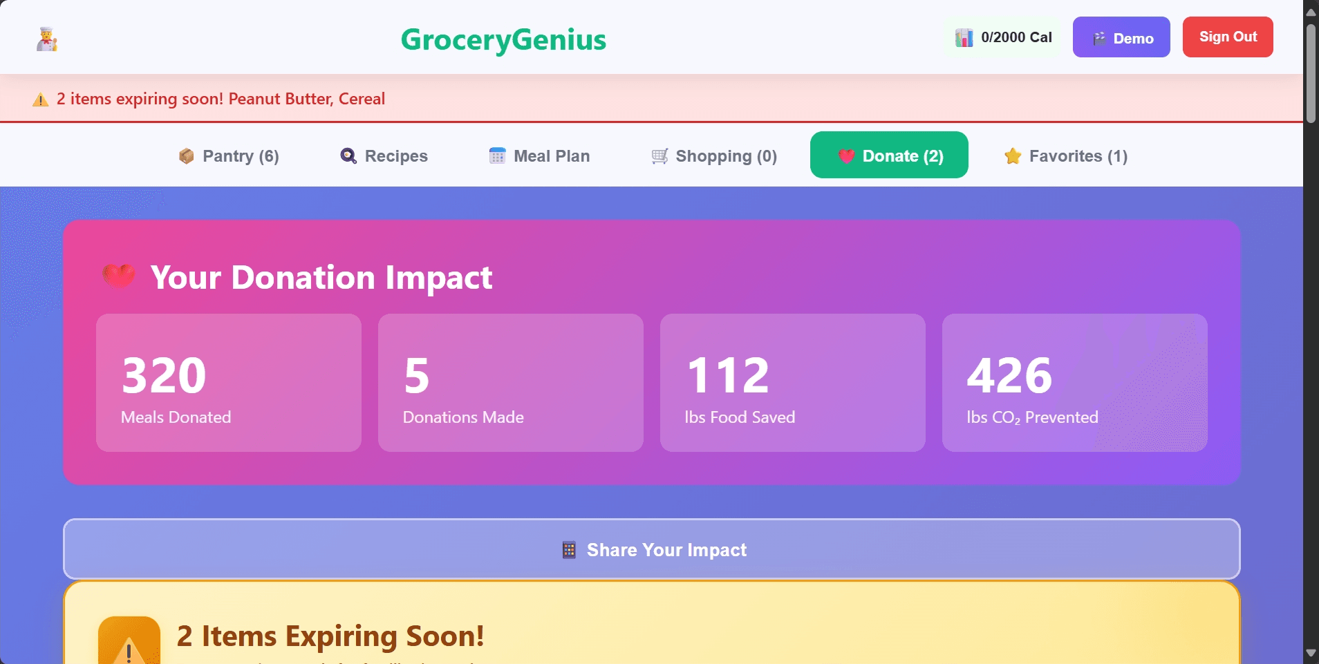 Screenshot of Grocerygenius
