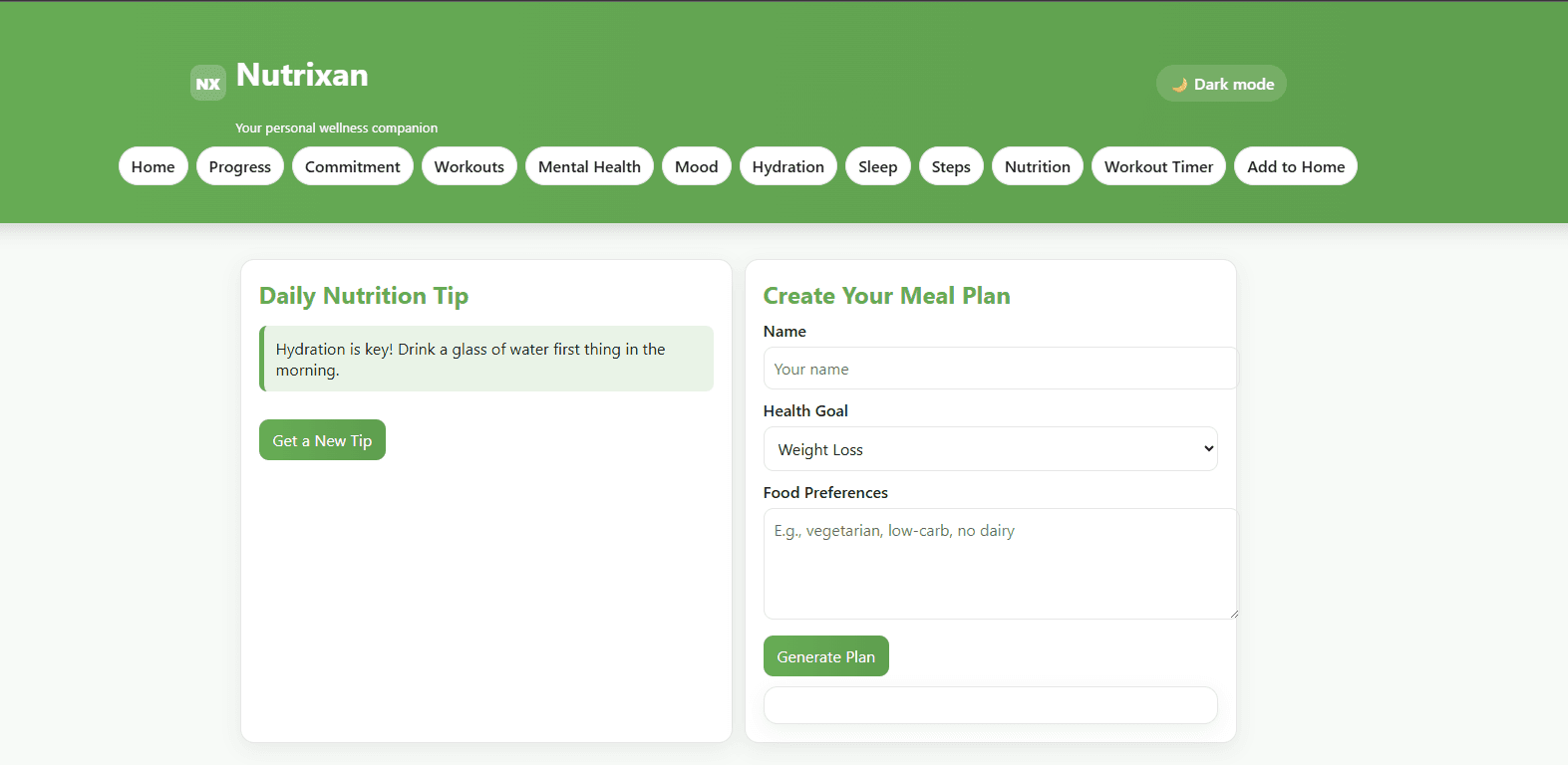 Screenshot of Nutrixancode