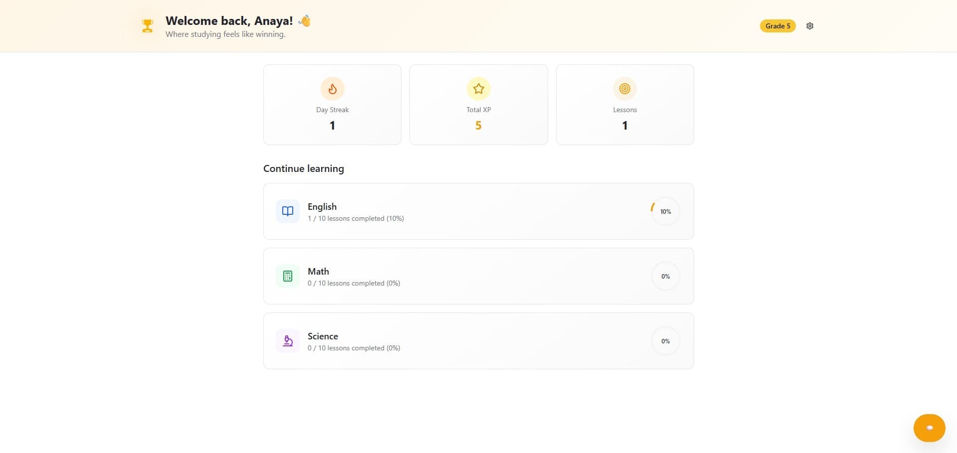 Screenshot of Study Buddy Win